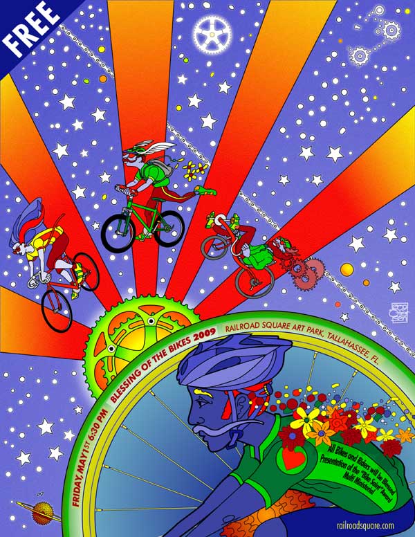 2009 Blessing of the Bikes Poster, homage to Peter Max.