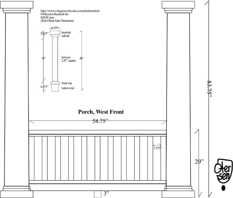Temkin-Smith, porch rail side, diagram