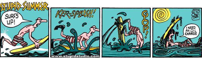 Mister Stupid cleans up oil spill